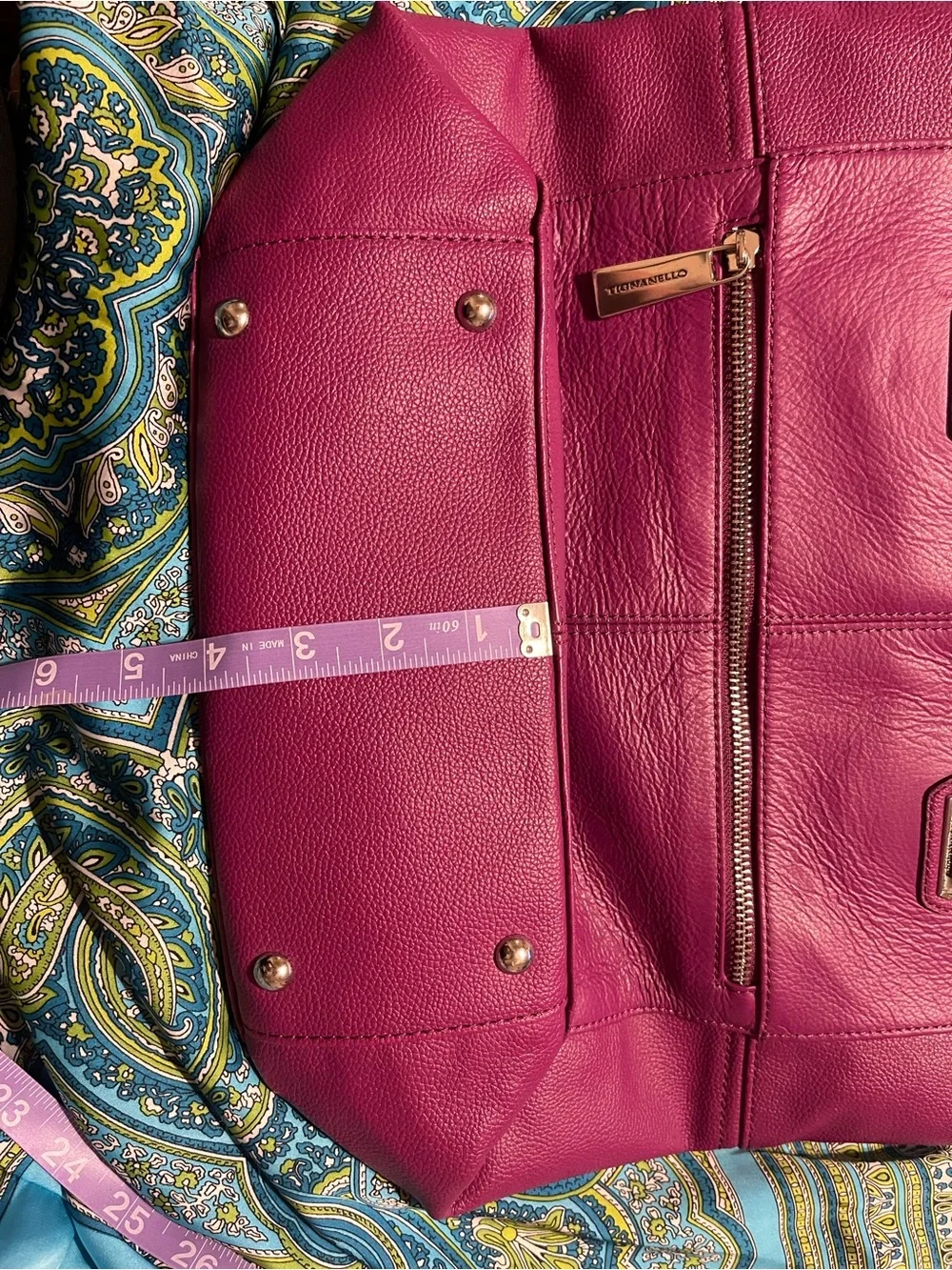 Fuchsia pebbled leather tote